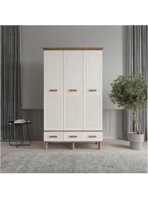 Vivense Safir Gardırop Krem, 3 Kapaklı