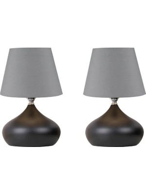 Vivense Lapis Ikili Set, Antrasit Şapka, Tekli Metal Abajur