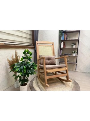 Vivense Veranda Minderli Sallanan Sandalye, Kahve, Naturel Ayak