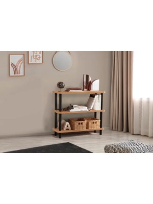 Vivense Dora Step Kısa Kitaplık, Atlantik Siyah, 80X28