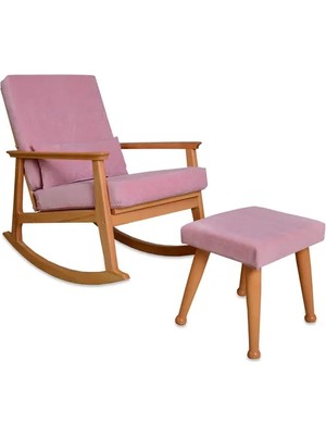 Vivense Iskandinav Puflu Sallanan Sandalye, Pembe, Naturel