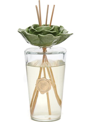 Missi Parlak Sırlı Yeşil Seramik Gül Detaylı Çubuklu Oda Kokusu 400 Ml-White Jasmine