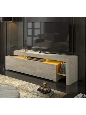 Vivense Luma LED Işıklı Tv Ünitesi, Konsol Traverten Desen, 192 cm
