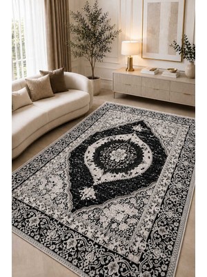 Hby Çift Taraflı Desenli Kilim Siyah