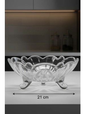 İpek Porselen 3 Ayaklı Soga Cam Meyvelik Sunumluk 21 cm