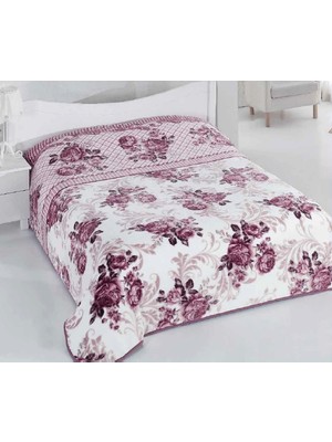 Sarar Rosery 200 x 240 cm Yumuşak Polyester Gül Kurusu Desenli Çift Kişilik Battaniye
