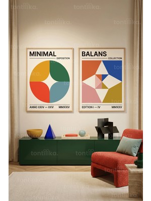 Tontilika Minimalizm ve Denge 2'li Ahşap Çerçeveli Tablo Seti