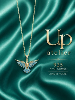 Up Atelier 925 Ayar Gümüş Ithal Zincirli Anka Kuşu Gold Model 40-45cm Ayarlanabilir