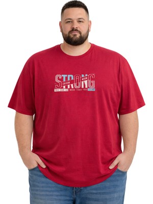 Battal Moda Erkek Büyük Beden Bordo Bisiklet Yaka Kısa Kollu Strong Tişört 3xl-4xl-5xl-6xl