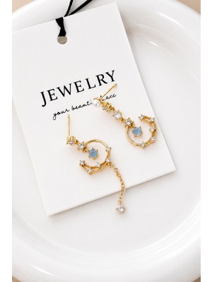 Trend Collection Kadın Gold Renk Taşlı Sallantılı Küpe