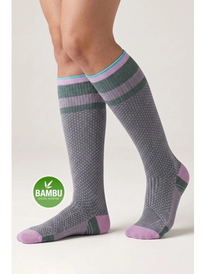Gowith Bambu Dikişsiz Renkli Diz Boyu 15-20 mm Hg Basınçlı Kompresyon Çorap 3596