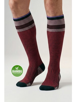 Gowith Bambu Dikişsiz Renkli Diz Boyu 15-20 mm Hg Basınçlı Kompresyon Çorap 3596