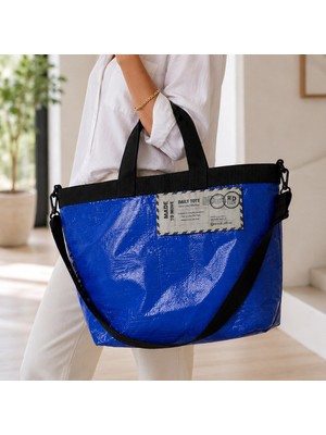 Coho Objet Coho Fashion Daily Tote Çok Amaçlı Günlük Çanta - Mavi-Siyah