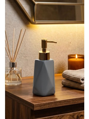 Porsima 3203 Seramik Sıvı Sabunluk - Tezgah Üstü Banyo Mutfak Lavabo Sabunluğu - 250 cc