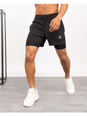 Gugus Erkek Kısa Taytlı Şort / Koşu Fitness Antrenman Spor Şortu