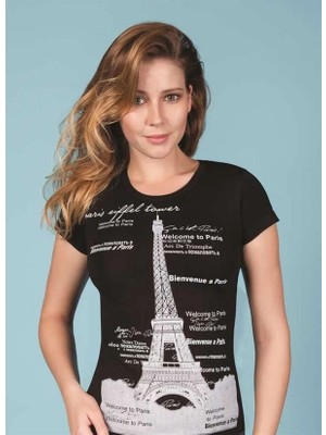 Nemere Berrak Kule Baskılı Bayan T-Shirt 8006