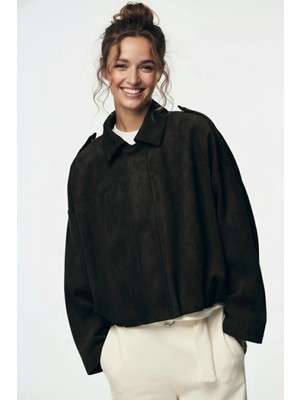 Meecy Yeni Sezon Süet Oversize Ceket