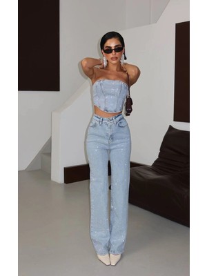 Meecy Denim Taşlı Tasarım Takım