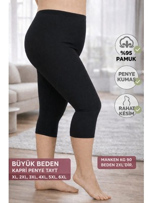 Medament Büyük Beden Ağlı Kapri Penye Tayt(Extra Büyük Beden) Rahat Kalıp, Yüksek Bel.