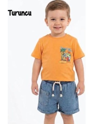 Trendebee Kids 2li Takım Penye Kotlu Westcdast Paradise Baskılı