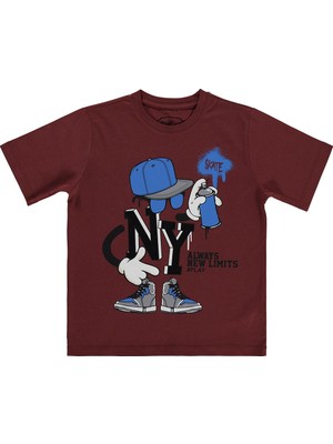 Civil Boys Ny Skate Sprey Basklı 6-9 Yaş Tişört - Turuncu