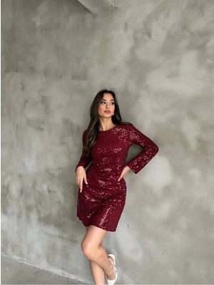 Meecy Kadın Yılbaşı Özel Tasarım Sırtı Fiyonklu Kısa Elbise