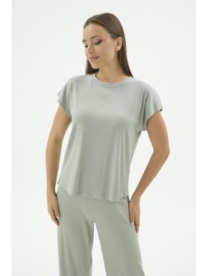 Sevim Kadın Kaşkorse Kısa Kollu Yeşil Pijama Takım C3T0N571