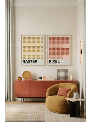Tontilika Grafik Tasarım ve Dijital Sanat 2'li Ahşap Çerçeveli Tablo Seti