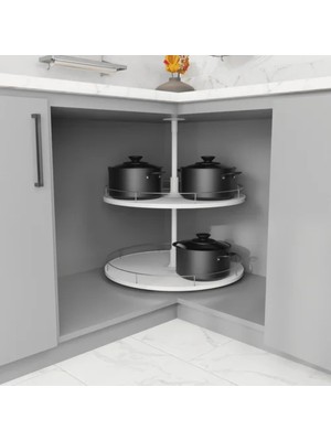 Huzur 4/4 Ahşap Tablalı Döner Sepeti (72 Cm)