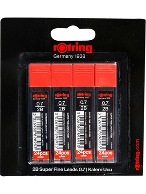 Rotring Super Polimer Kalem Ucu 2B 0.7 mm 4'lü Paket Kırmızı Renkli Sarf Malzemeler