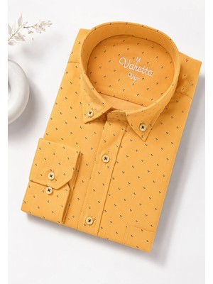 Varetta Erkek Sarı Uzun Kollu Gömlek Cotton Cepli Rahat Kesim Trend