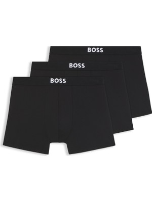 Boss Erkek Üçlü Paket Esnek Mikrofiber Kumaşlı Logo Detaylı Elastik Bel Bantlı Siyah Boxer 50555054-001