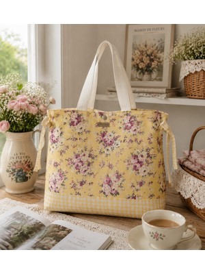 elisss bag Çiçek Desenli Kadın Çanta Piknik Çantası Lunchbag Bebek Çantası Plaj Çantası %100. Pamuk