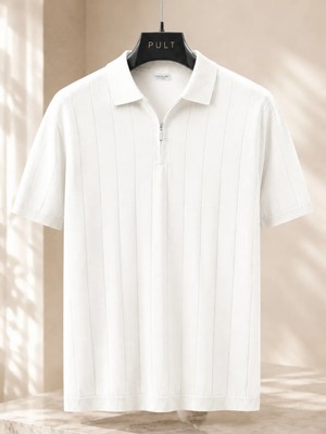 Ixir Yarım Fermuarlı Regular Kalıp Polo Yaka Triko T-Shirt