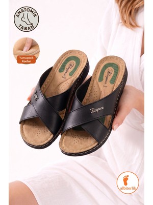 Albishoes Kadın Ince Taban Rahat Yumuşak Pedli Çapraz Günlük Anne Kadın Terlik Gün Boyu Rahat