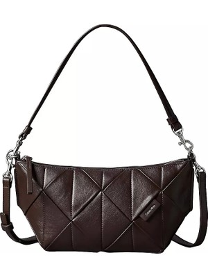 Calvin Klein Kadın Fermuar Kapama Deri Ck Desen Iç Bölme Kahverengi Omuz Çantası LV04F3546G-BAL