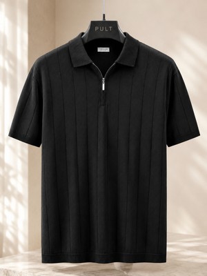 Ixir Yarım Fermuarlı Regular Kalıp Polo Yaka Triko T-Shirt