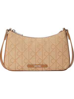 Kadın Deri Askı Ayarlanabilir Calvin Klein Yazılı Kahverengi Omuz Çantası LV04F1164G-8DZ
