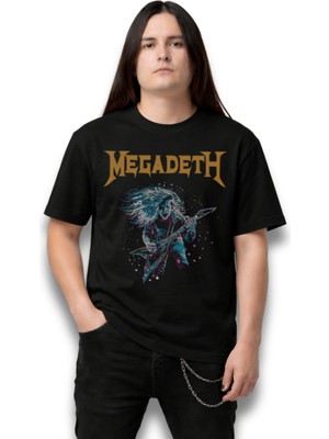 Fuddy Moda Unisex Megadeth V2 Baskılı Tişört, Oversize Rock Metal Baskılı T-Shirt
