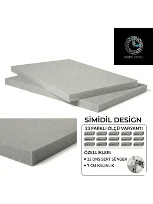 Simidil Design 32 Dns Sert 7 cm Kalınlık Yüksek Yoğunluklu 23 Ölçü Seçenekli-Yatak, Koltuk ve Minder Süngerleri