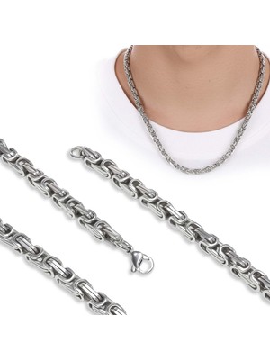 Kuşkaya Ticaret Kral Erkek Çelik Kolye 5mm - Siyah