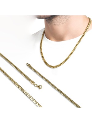 Kuşkaya Ticaret Yassı Yılan Sırtı Sarı Çelik Kolye 1.2mm X 4mm - Sarı