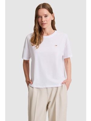 U.S. Polo Assn. Kadın Beyaz Bisiklet Yaka Basic Tişört 50323545-VR013