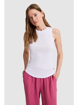 U.S. Polo Assn. Kadın Beyaz Bisiklet Yaka Basic Tişört 50321799-VR013