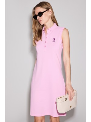 U.S. Polo Assn. Kadın Pembe Polo Yaka Örme Elbise 50323571-VR041