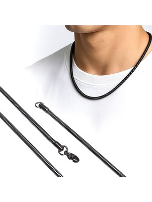 Kuşkaya Ticaret Spiral Çelik Kolye 3mm- Siyah - Siyah