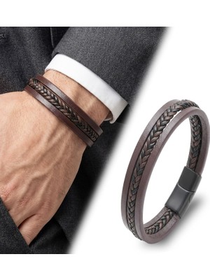 Mestore Kahverengi Siyah Saç Örgülü Çoklu Bileklik 31683B10D2