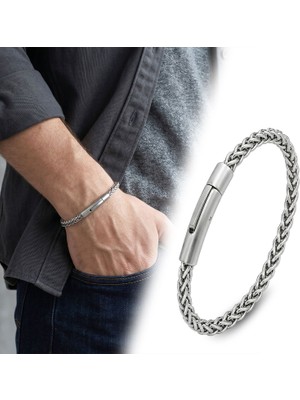 Mestore Hasır Örgü Model Çelik Zincir Erkek Bileklik – Çelik Kilitli 31685B2D9