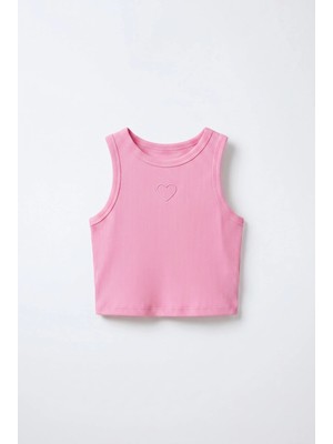 Magu Kız Çocuk Pembe Kalp Atlet Bluz