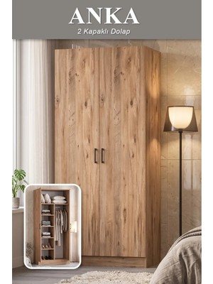 Anka Gardrop Askılı Elbise Dolabı Raflı Elbise Dolabı